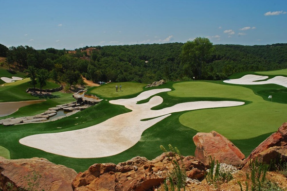 Naperville artificial putting green with natural surroundings